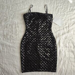 Black Pyramid Sequin Mini Dress